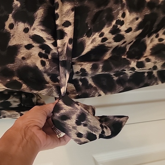 Zara Animal Print Shift Dress, Drop Waist with Side Tie.  Midi Length, Size M - Picture 2 of 12